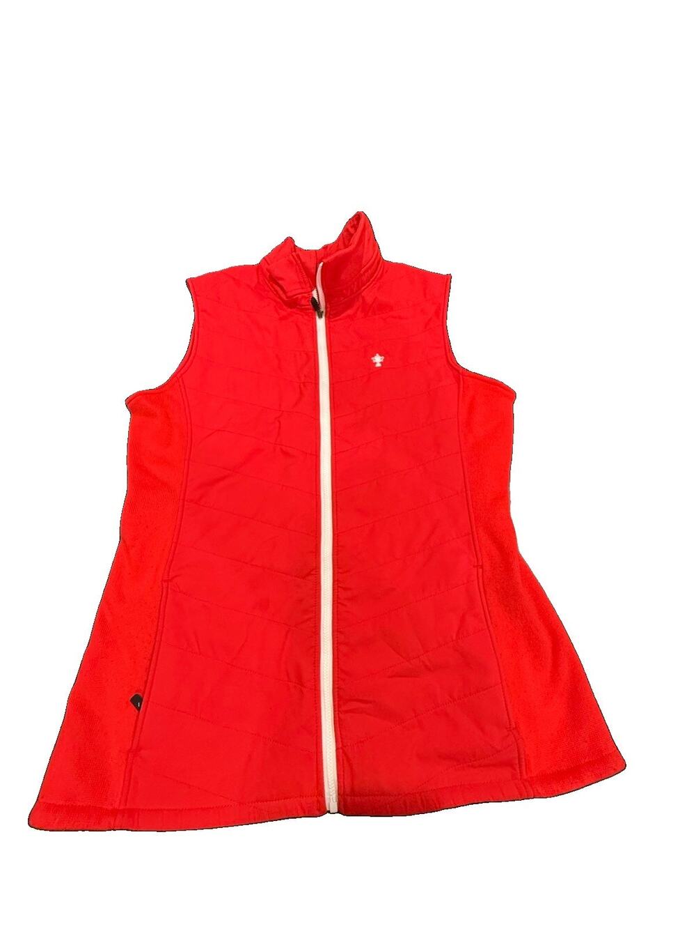 FootJoy Womens Large Red Hybrid Golf Vest Quilted Fleece Full Zip Athletic